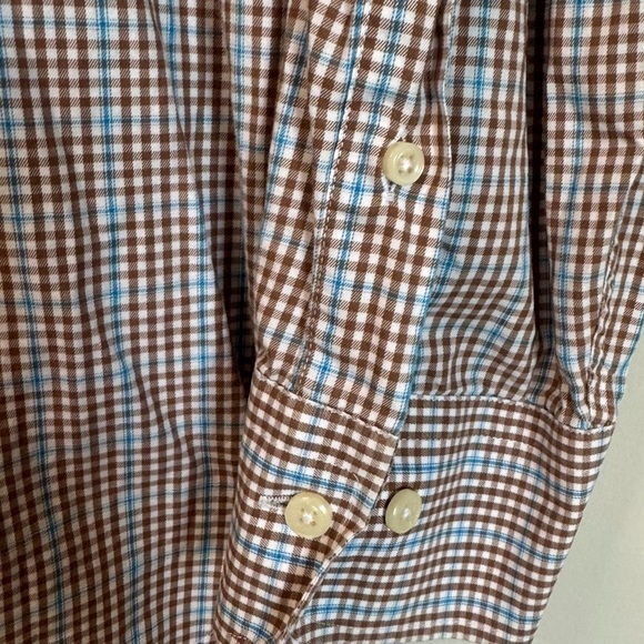 Peter Millar Blue and Brown Casual Button Down Shirt size Large - Picture 4 of 6